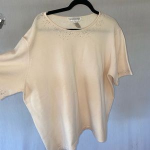 Cream beaded wool top